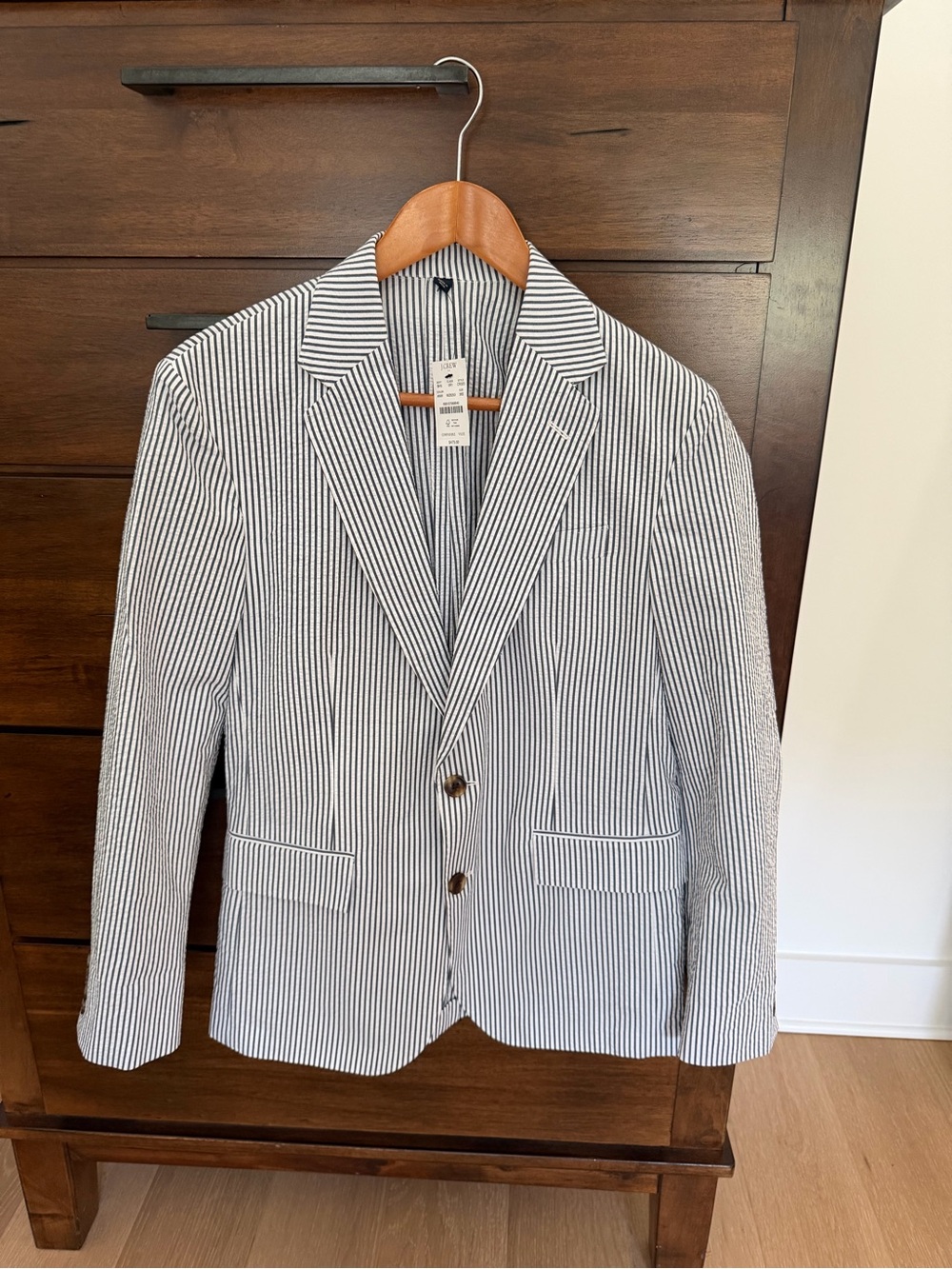 J. Crew Navy & White Seersucker Sport Coat